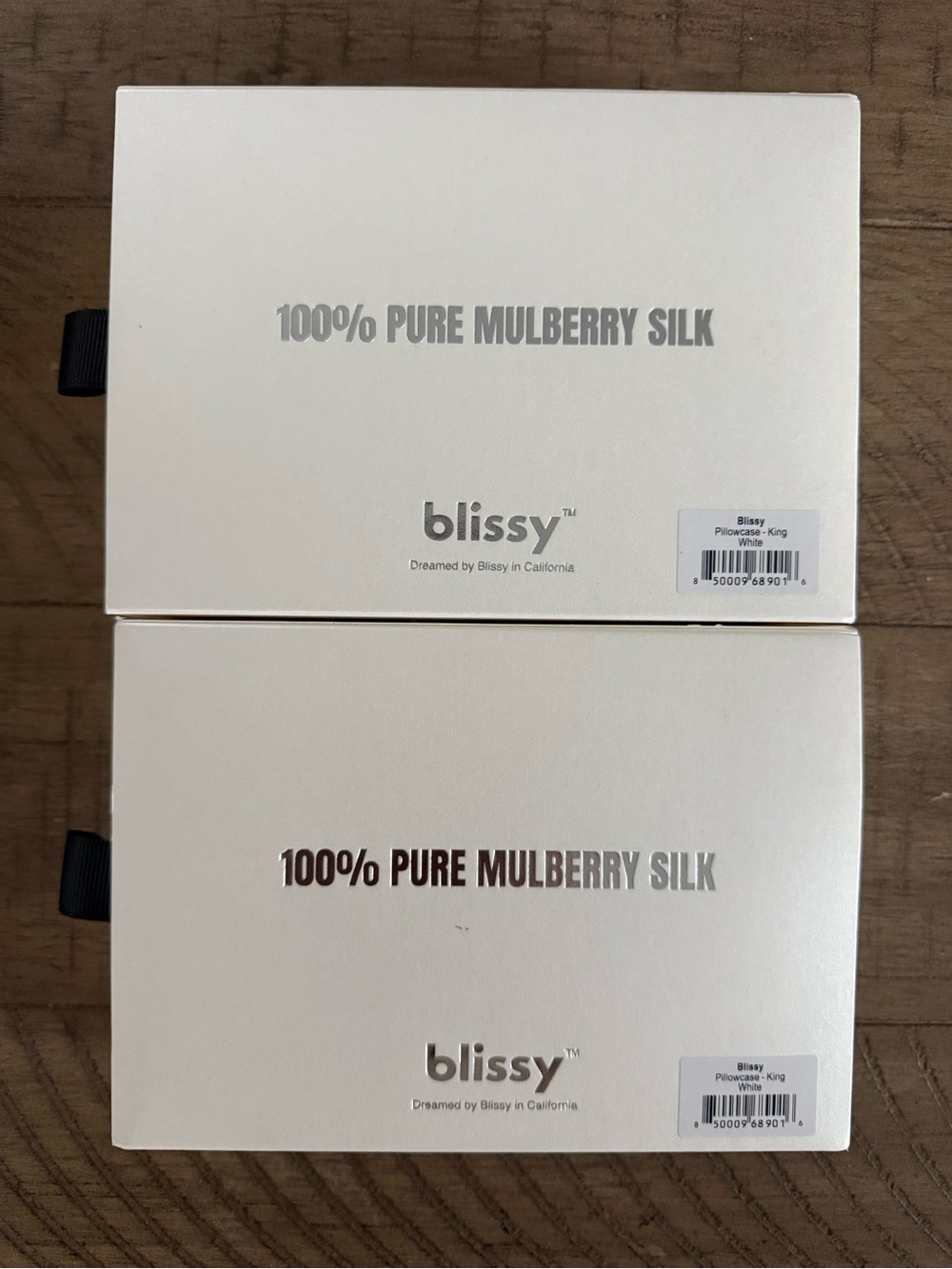 Two Brand New Blissy White King 100%  Mulberry Silk Pillowcases Unopened in Box
